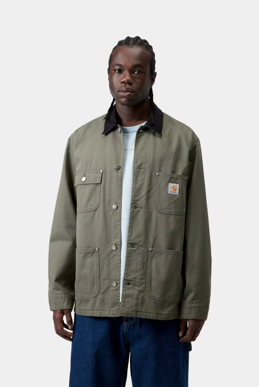 Carhartt WIP - OG Chore Coat Leaf / Black Rinsed (Summer) - Image 3
