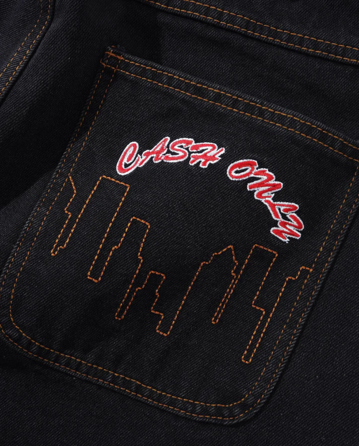 Cash Only - Logo Baggy Denim Jeans Washed Black - Image 3