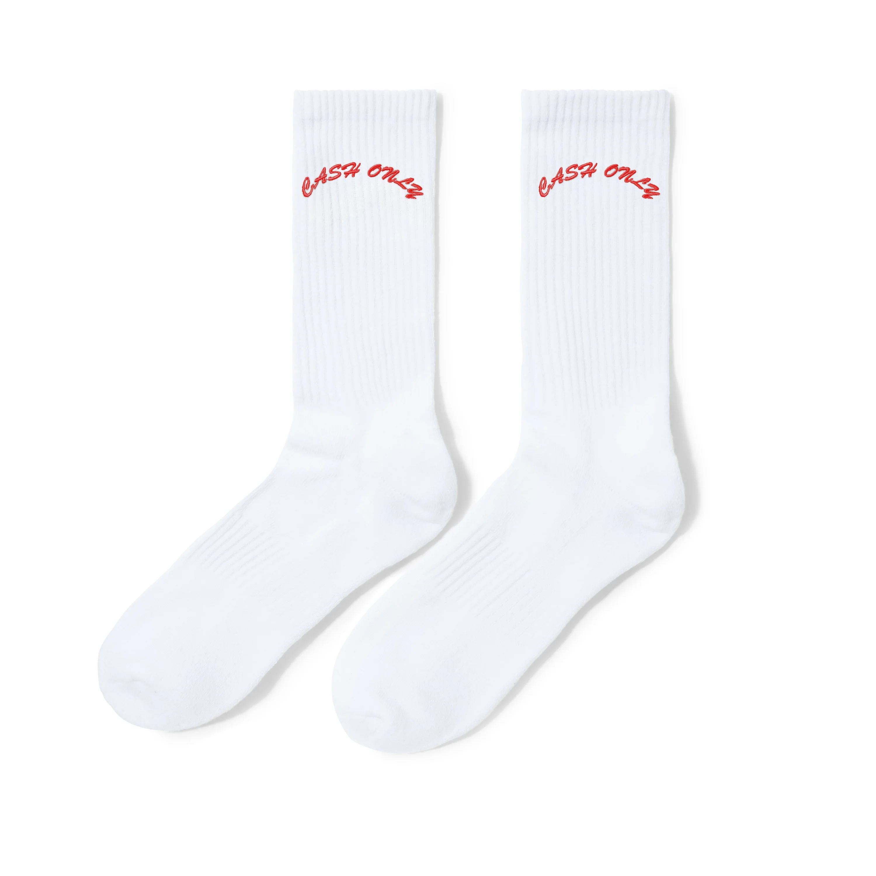 Cash Only - Logo Crew Socks White