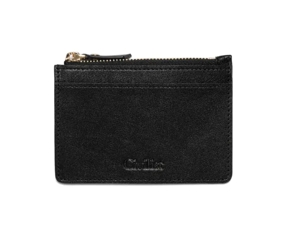 Civilist - Zippered Leather Pouch Black