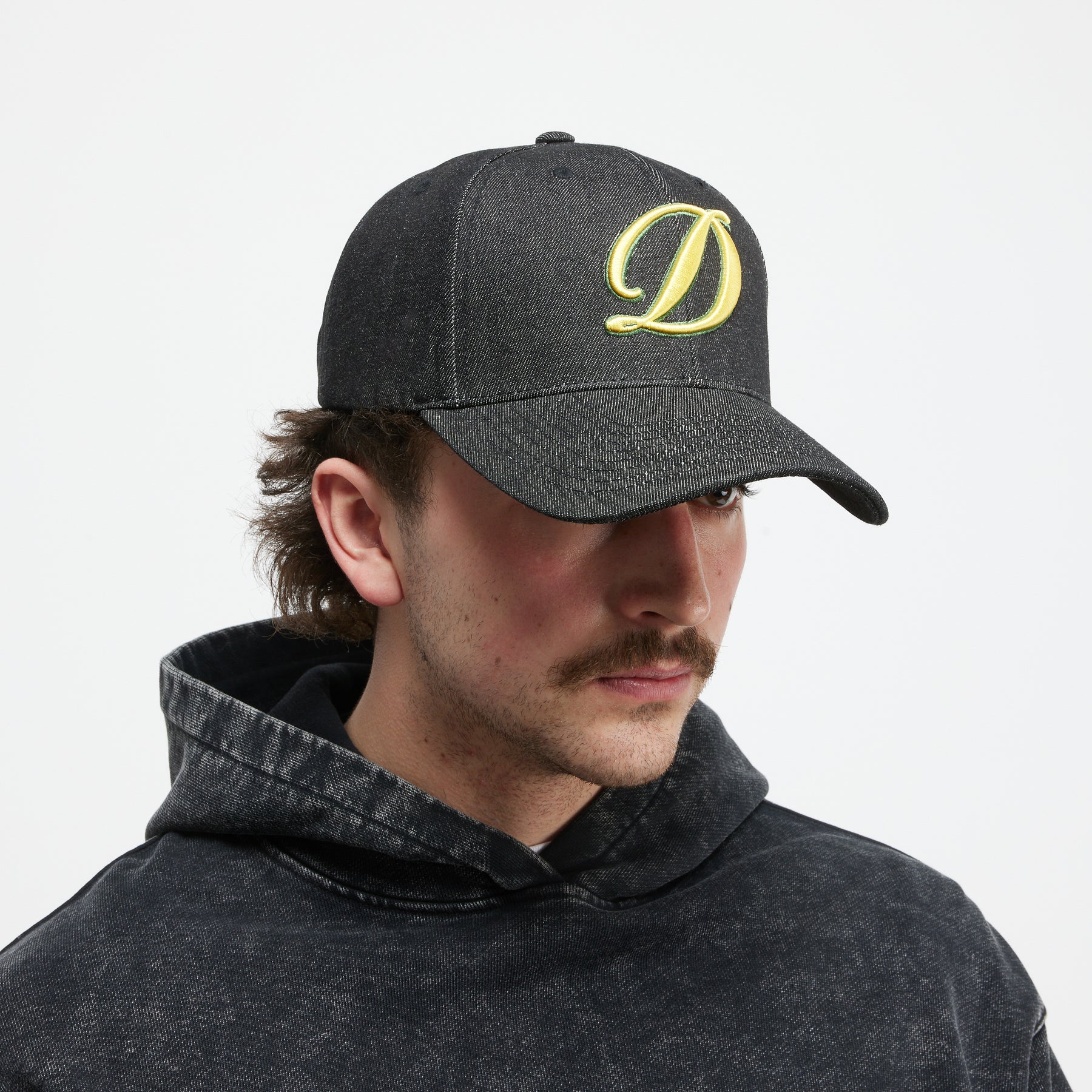 Dime - Cursive D Full Fit Cap Black Denim - Image 2