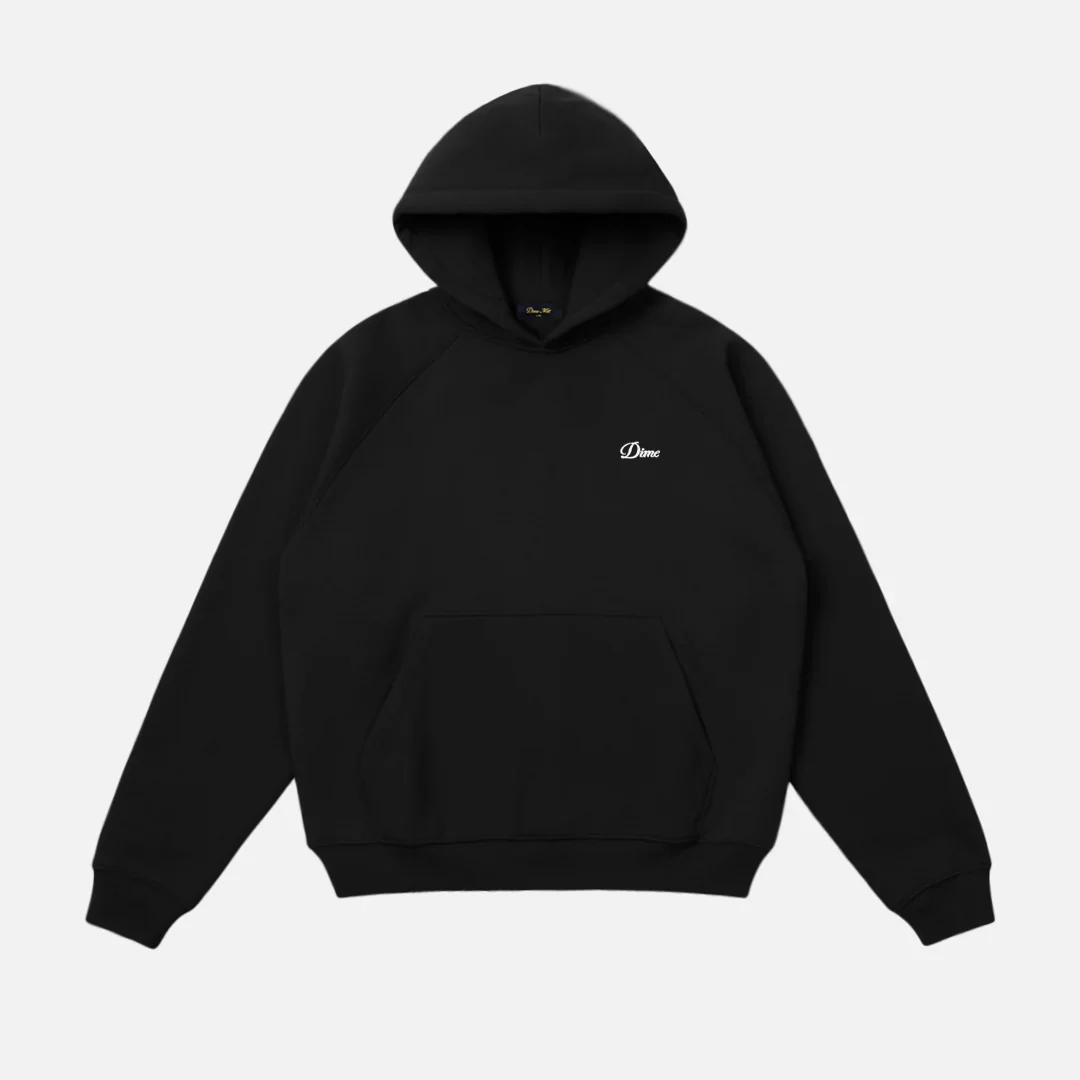 Dime - Cursive Small Logo Hoodie Black/White