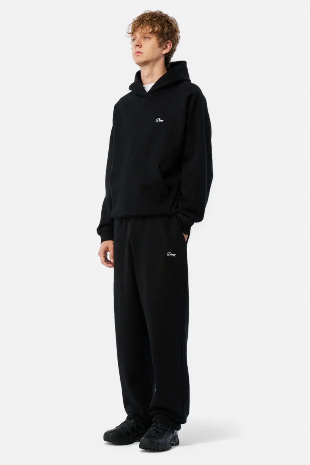 Dime - Cursive Small Logo Hoodie Black/White - Image 3