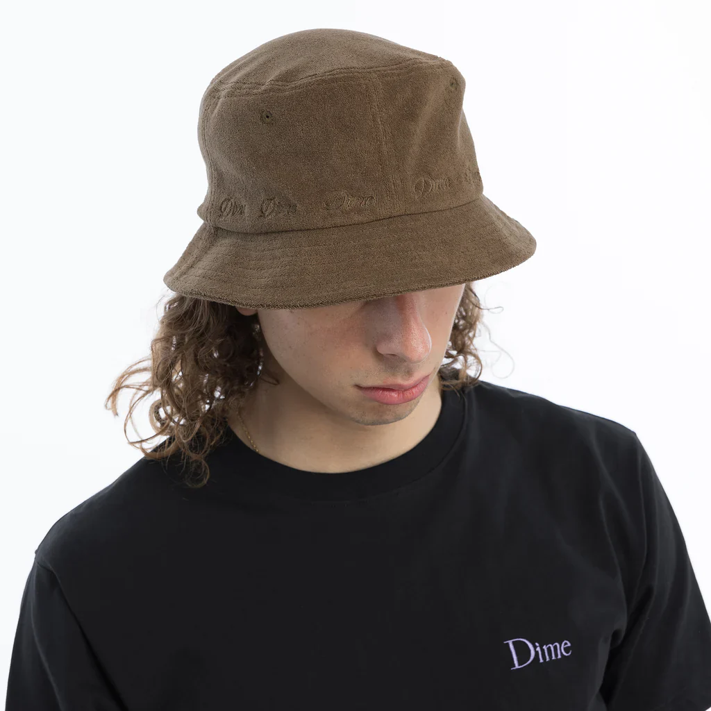 Dime - Terry Cloth Bucket Hat Olive - Image 3