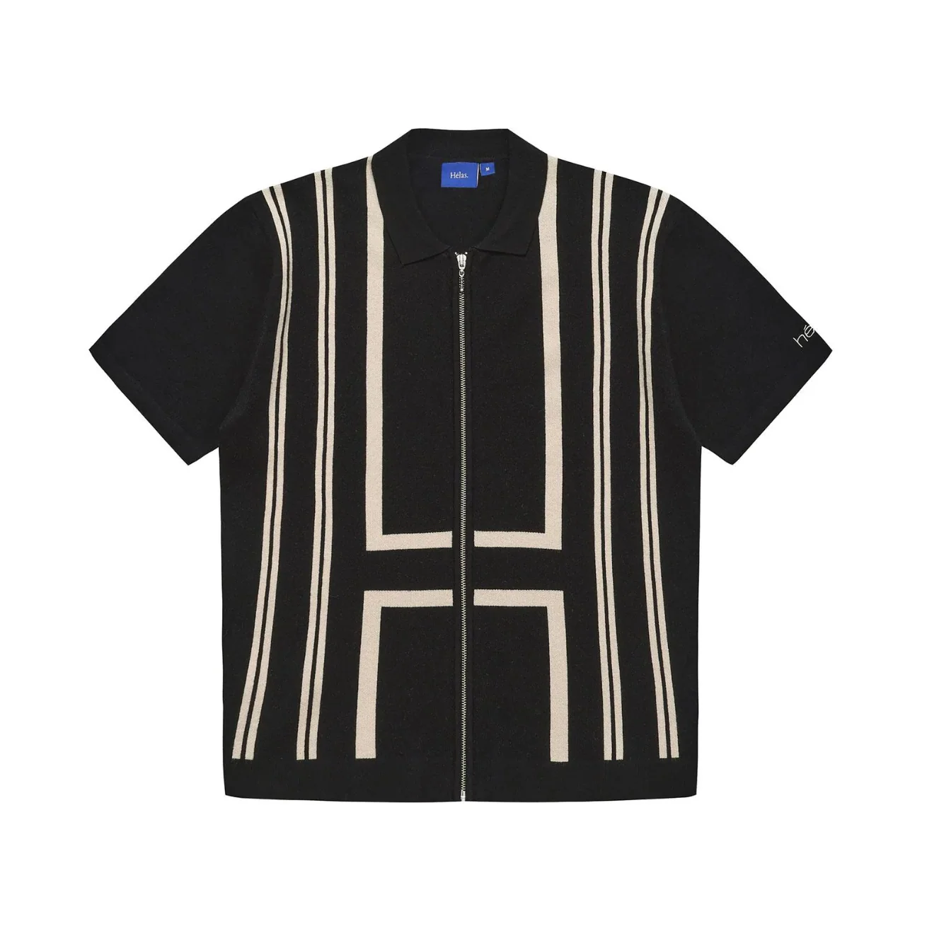 Hélas - Aldo Knit Full Zip Polo Black