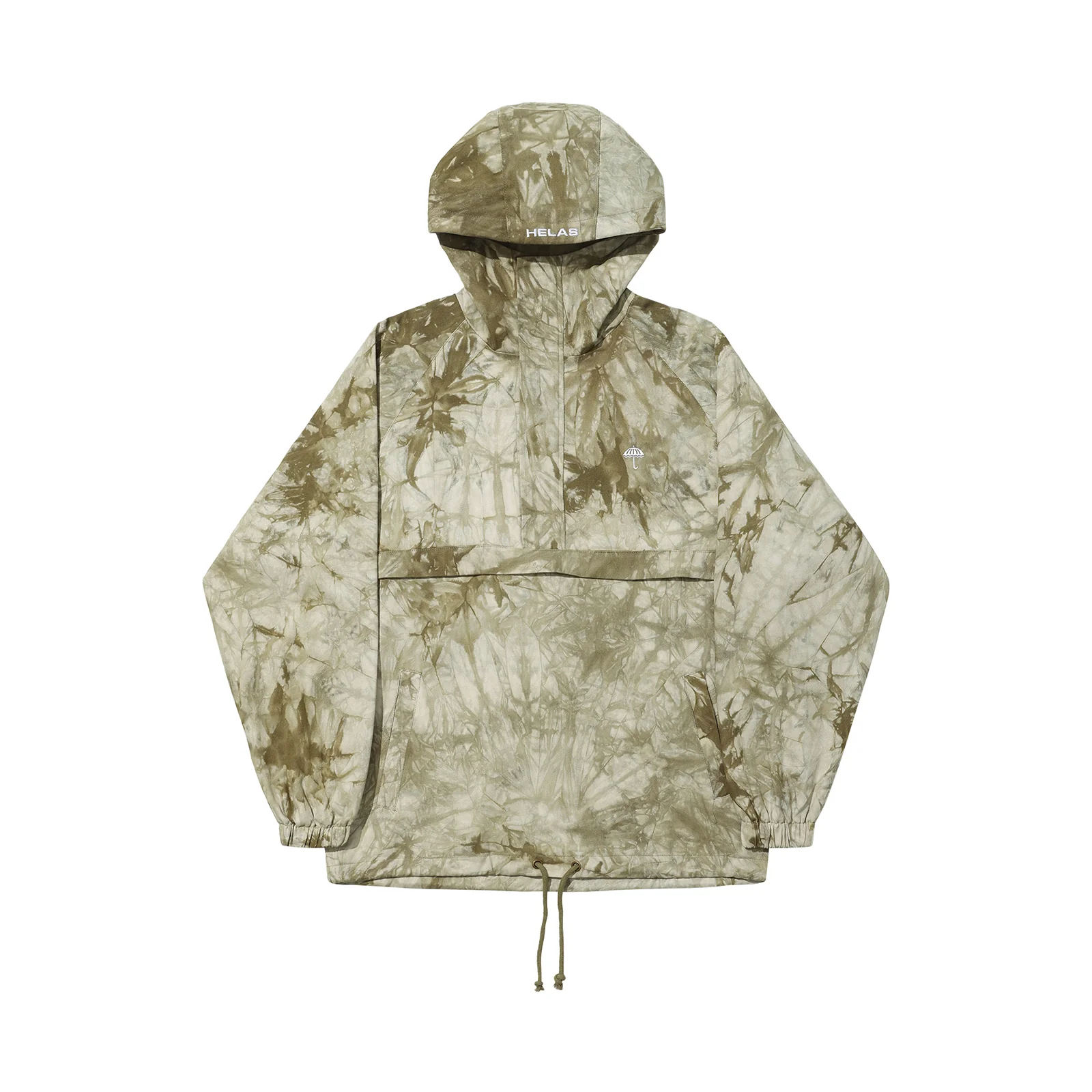 Hélas - Tie Camo Hooded Quarter Zip Jacket Beige