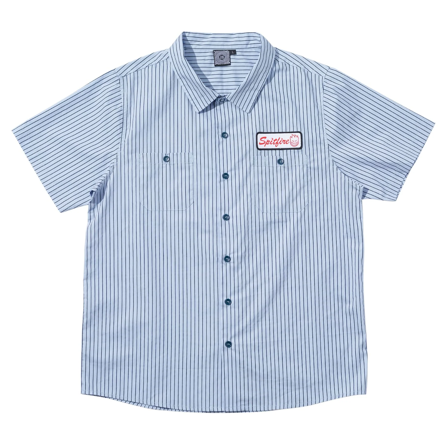 Spitfire - Chrome Venom S/S Work Shirt Light Blue / Navy Stripe