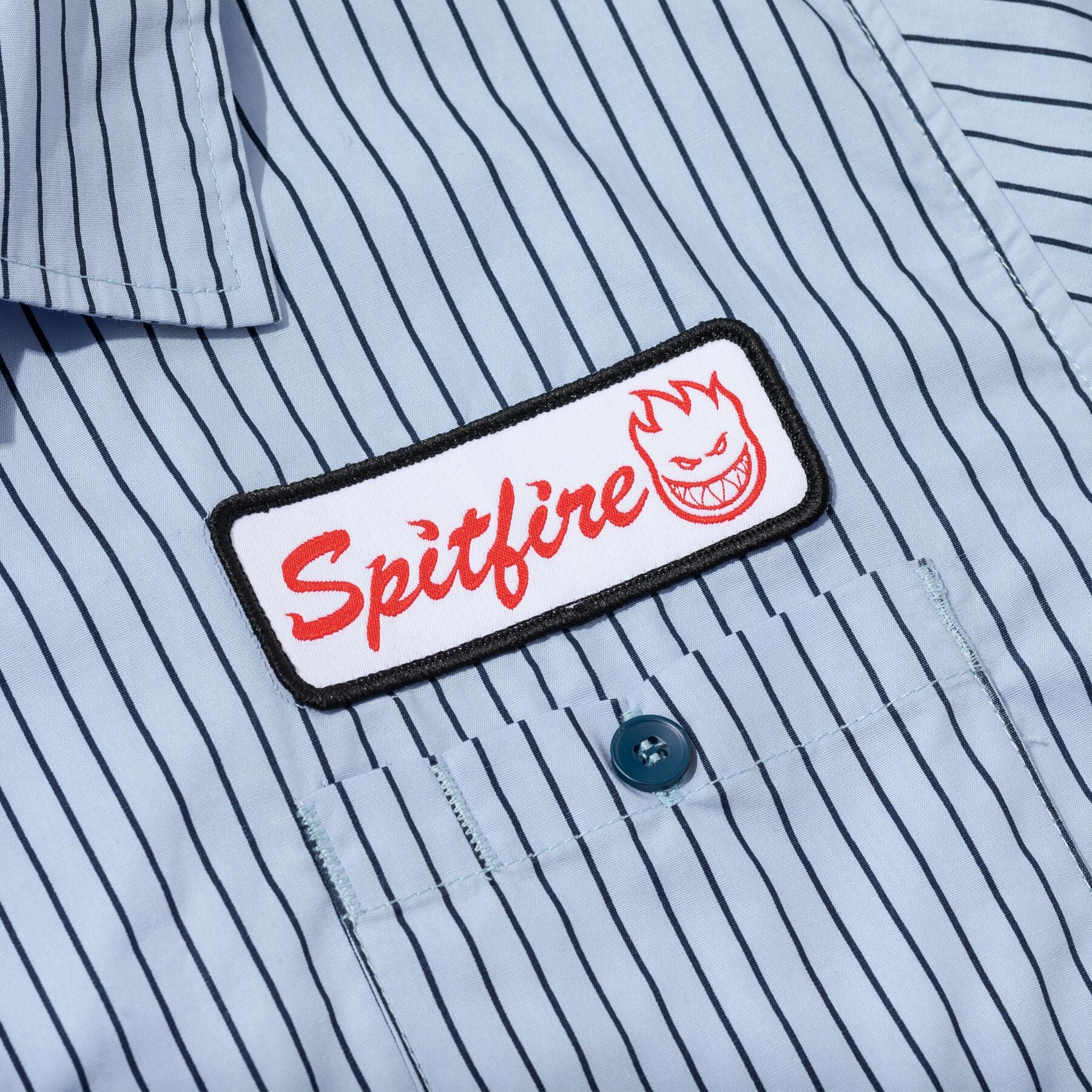 Spitfire - Chrome Venom S/S Work Shirt Light Blue / Navy Stripe - Image 5