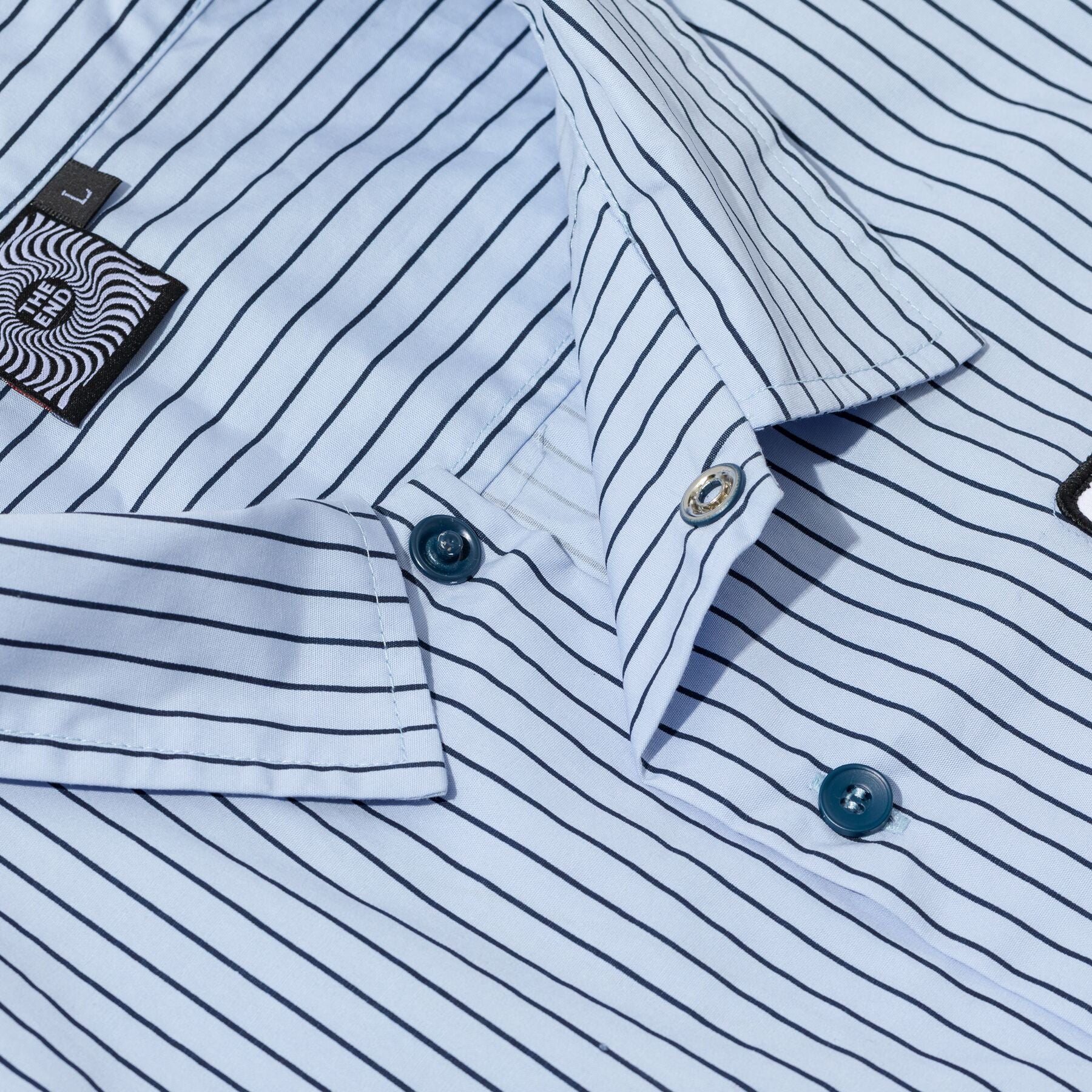 Spitfire - Chrome Venom S/S Work Shirt Light Blue / Navy Stripe - Image 6