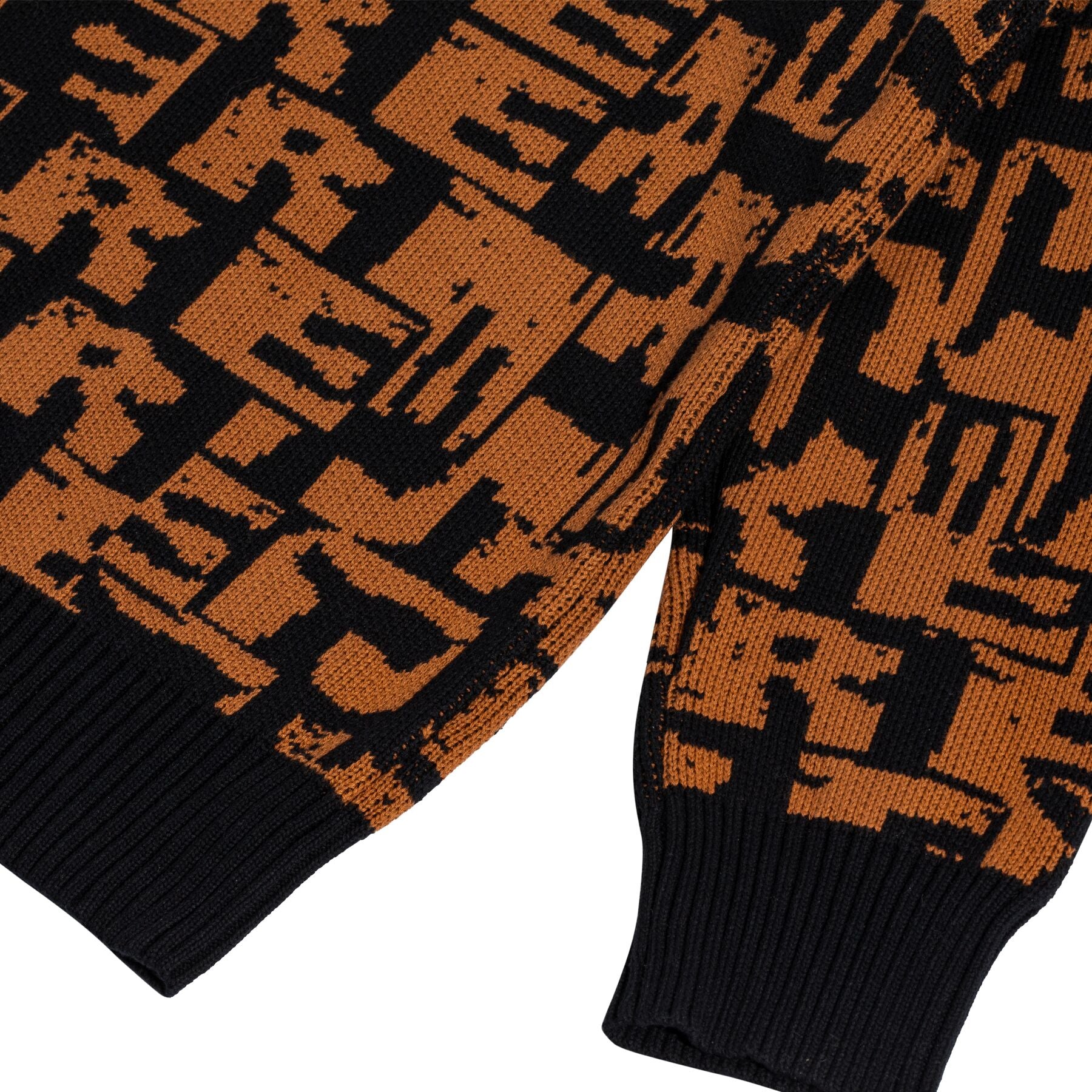 There - Torn Jacquard Knit Sweatshirt Black / Brown - Image 3