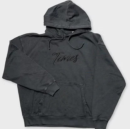 Times - Dyed Cursive Hoodie Dyed Black