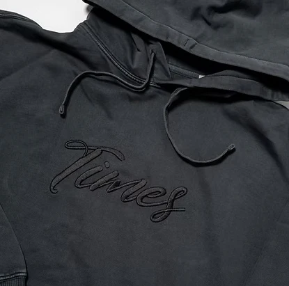 Times - Dyed Cursive Hoodie Dyed Black - Image 2