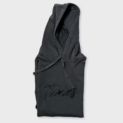 Times - Dyed Cursive Hoodie Dyed Black - Image 3